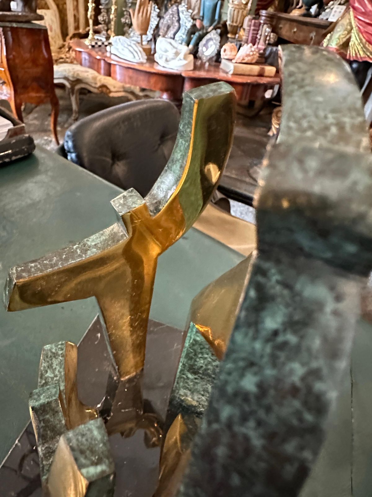 1990s Modernist Gilded Bronze And Marble Sculpture By Gaudio photo 667.0