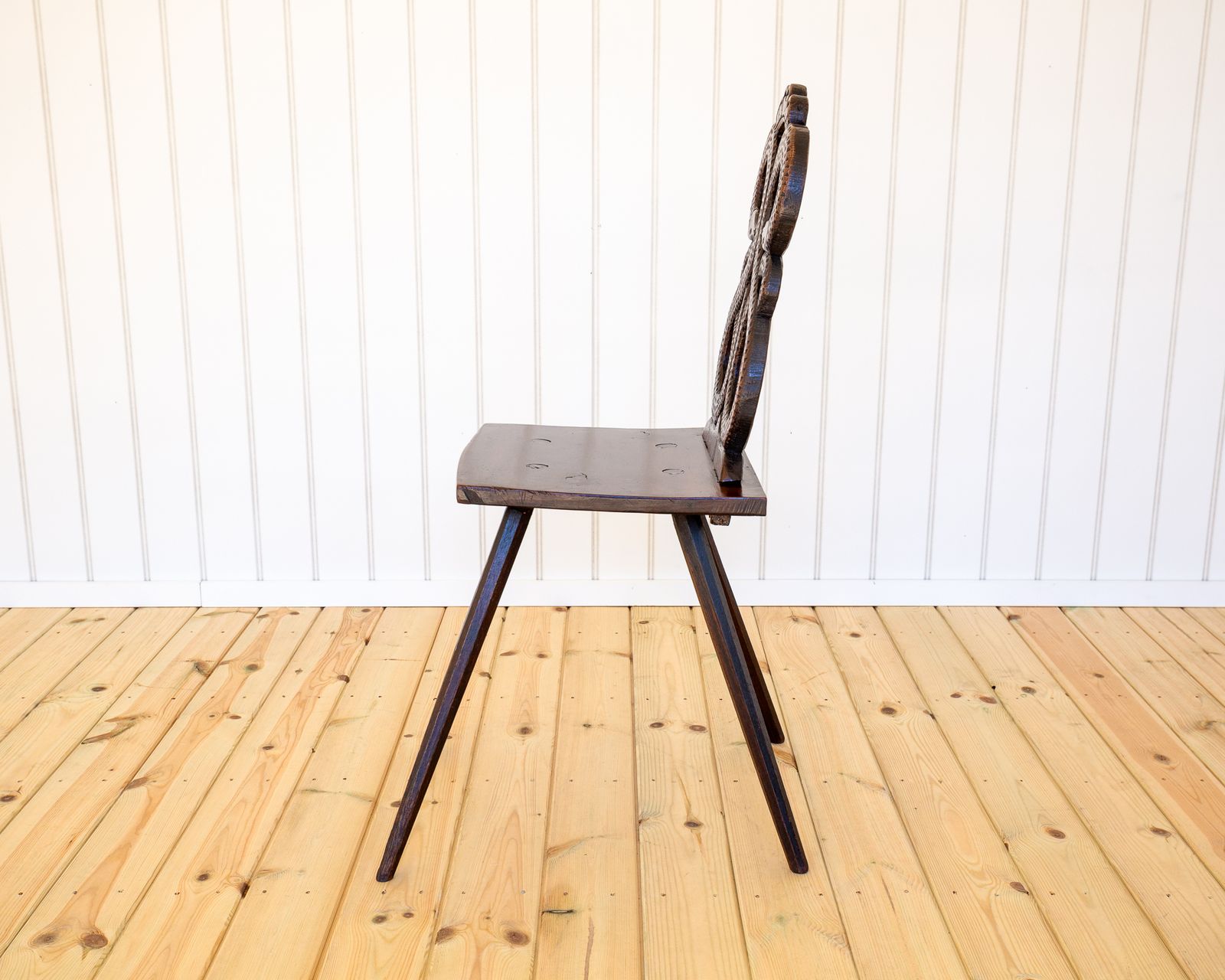 photo buy 18th Century Folk Art Carved Chair Swiss Alp Historical Alsace Escabelle Tyrolean Sgabello Animal Snake Alpine Alsatian French 1770 Fine Antique