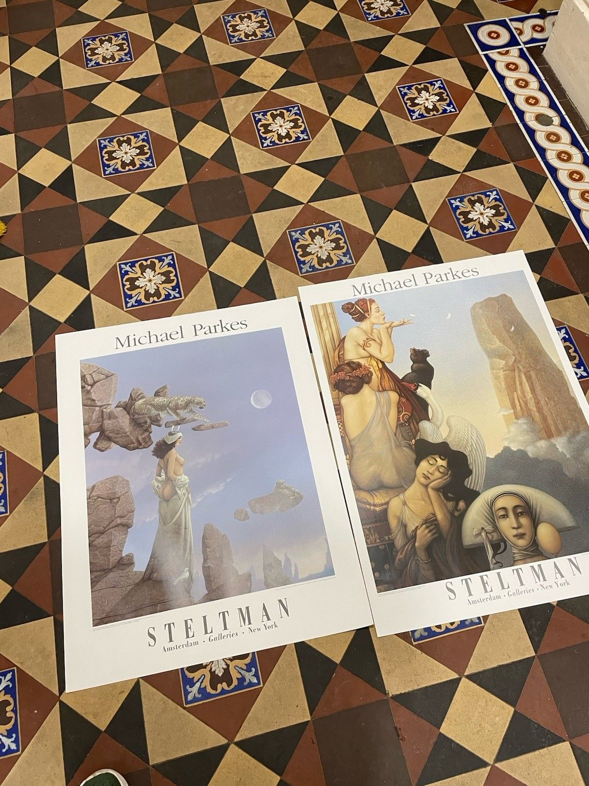2x Micheal Parkes Steltman Gallery Fine Art Surrealist Poster Prints photo furniture
