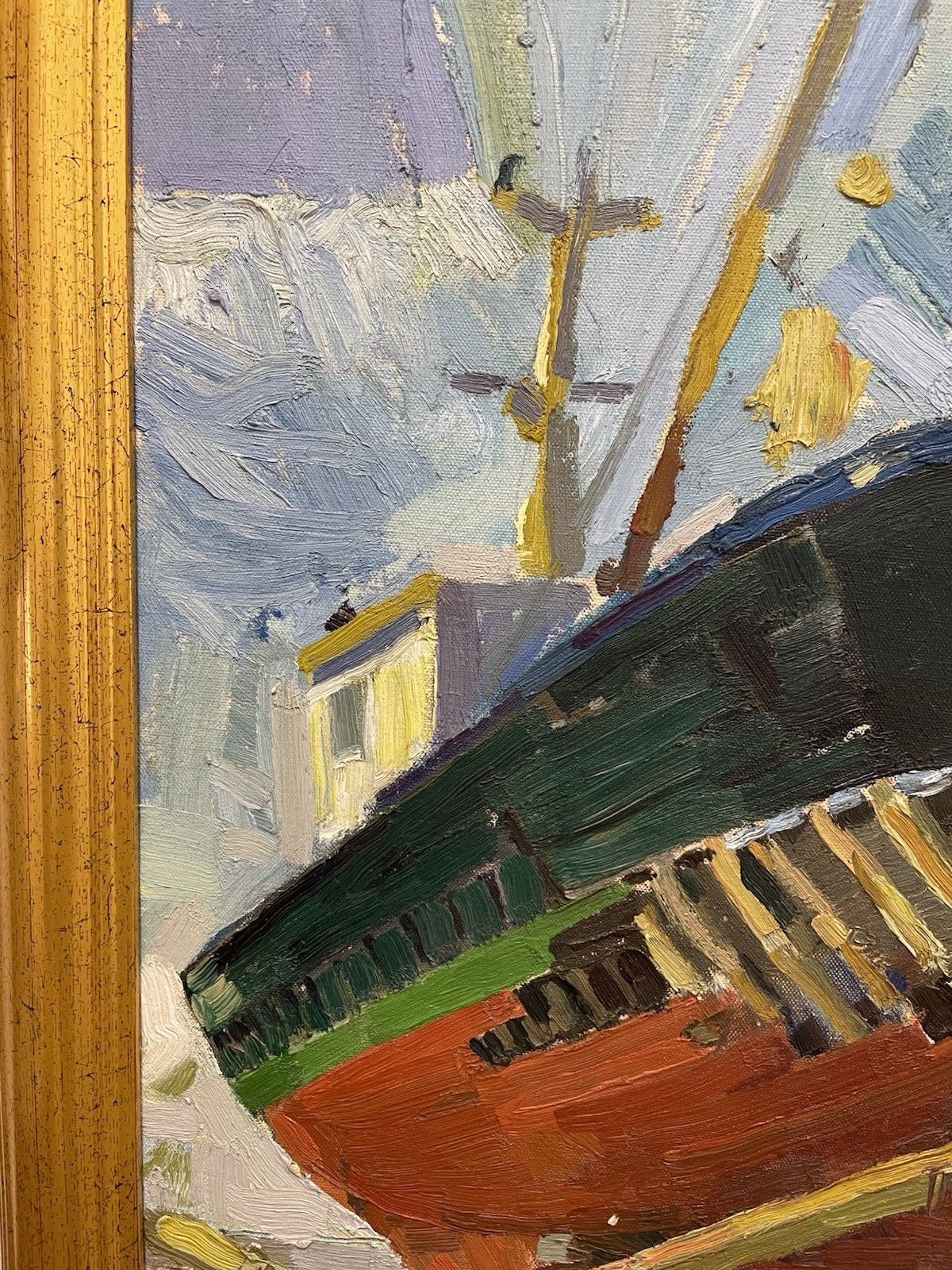 photo for sale Vintage Original Oil Painting Shipyard/Docks Teeside Impasto Impressionist
