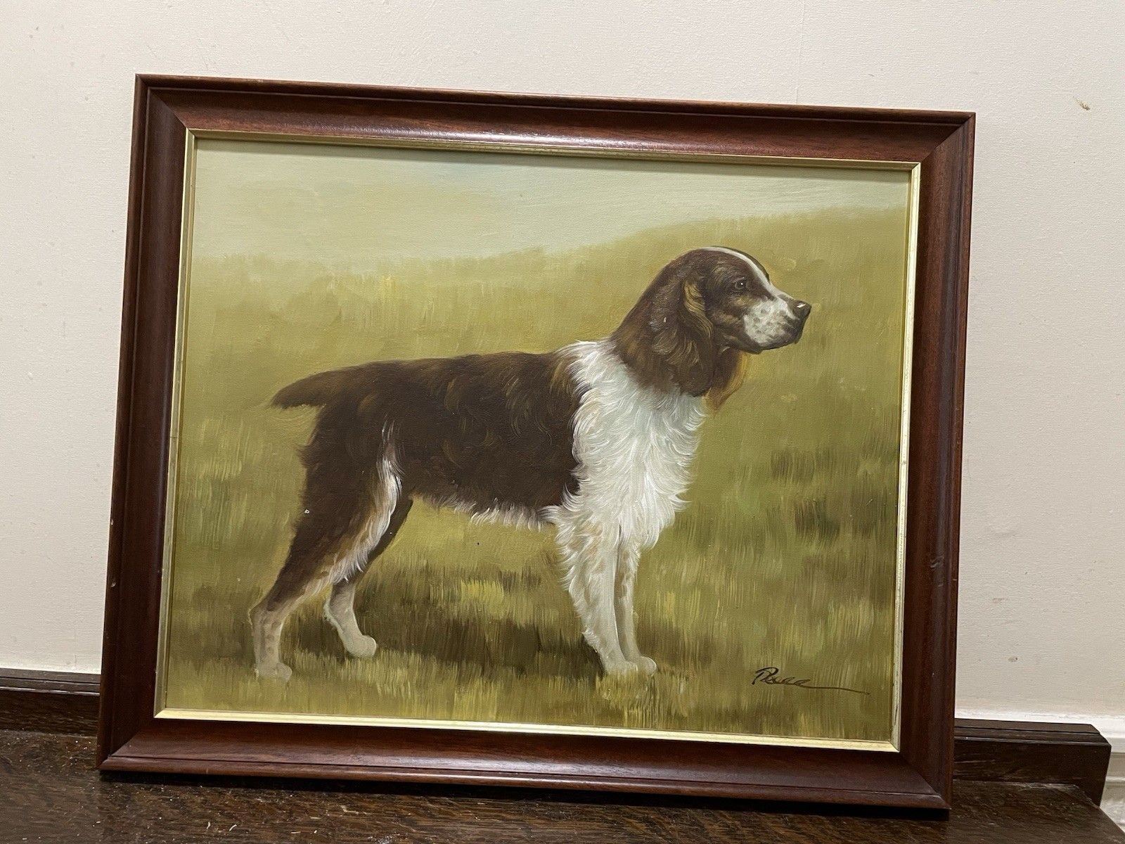 Vintage Oil Painting Cocker Spaniel Dog Framed On Canvas Mid Century photo buy