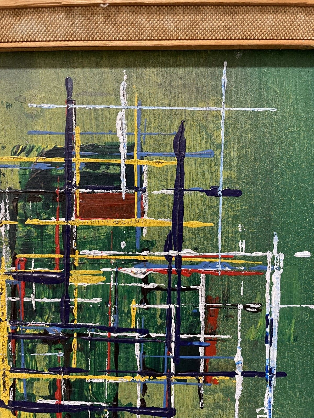 Original Abstract Mid Century Modernist Style Panorama Oil On Board Painting photo Art