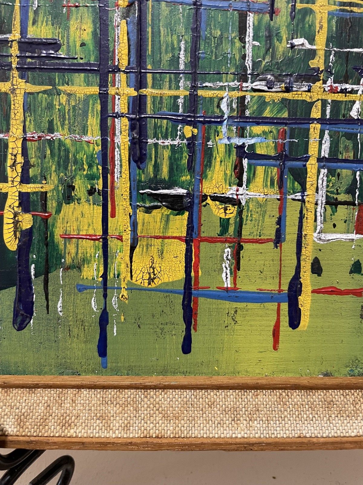 photo furniture Original Abstract Mid Century Modernist Style Panorama Oil On Board Painting