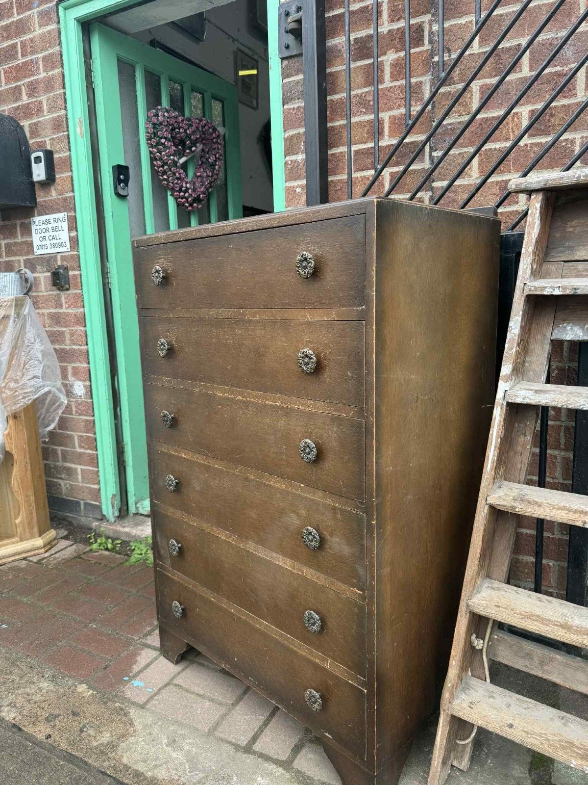 Vintage Retro Wooden Chest Of Drawers Ready To Custom Painted Using Fusion F&B photo furniture