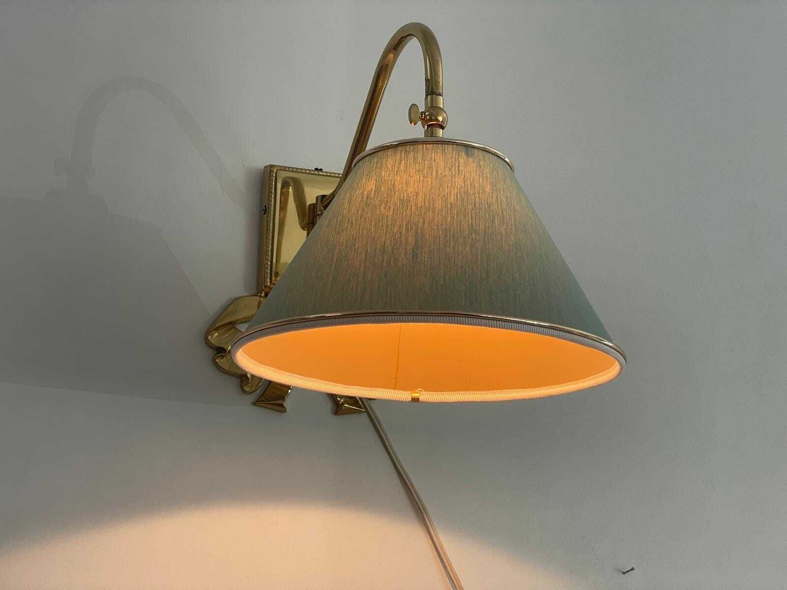 Mid Century Modern Green Fabric Shade And Brass Single Sconce, 1960s, Italy, 5 Available In Stock photo vinterior