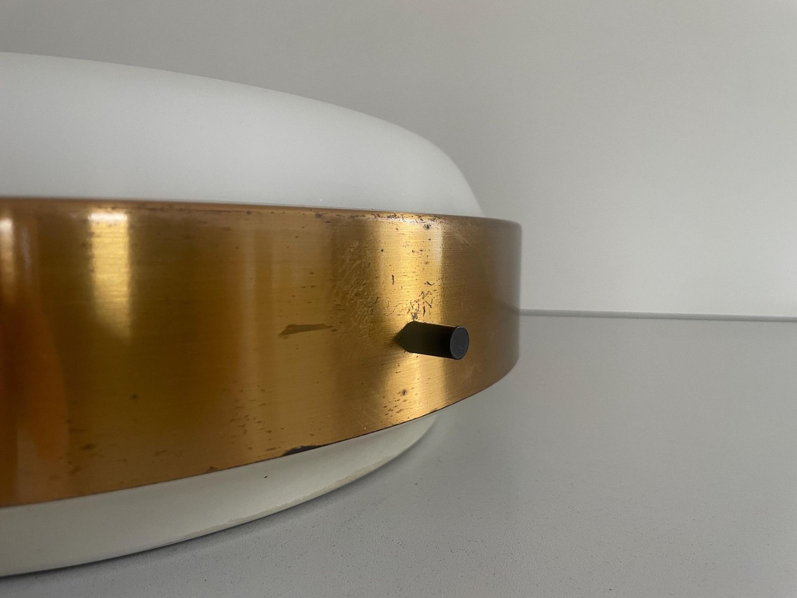 Round Glass Flush Mount Light By Oscar Torlasco For Lumi, 1960s, Italy photo vintage