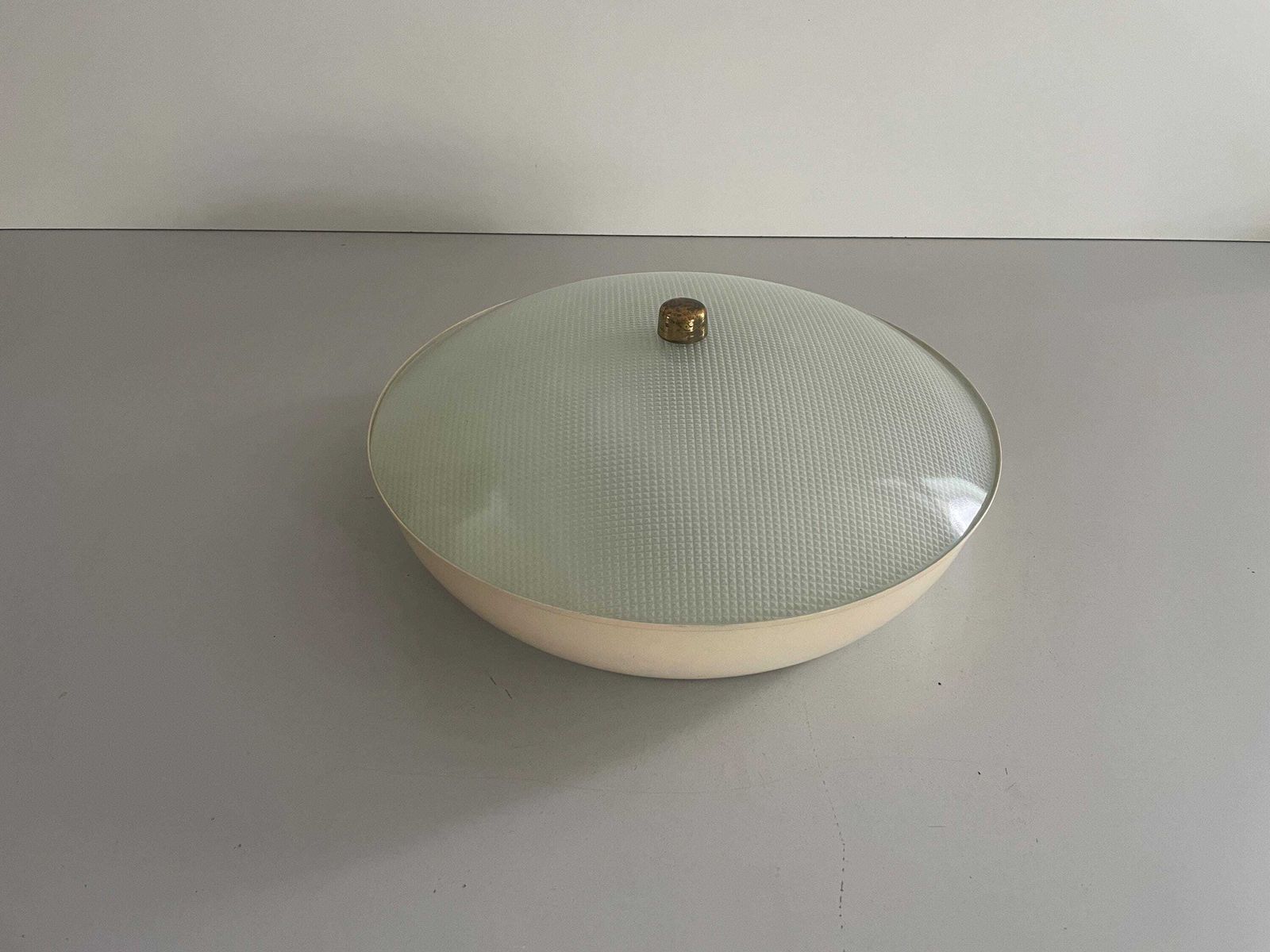 Curved Glass Flush Mount Light By Oscar Torlasco For Lumi, 1950s, Italy