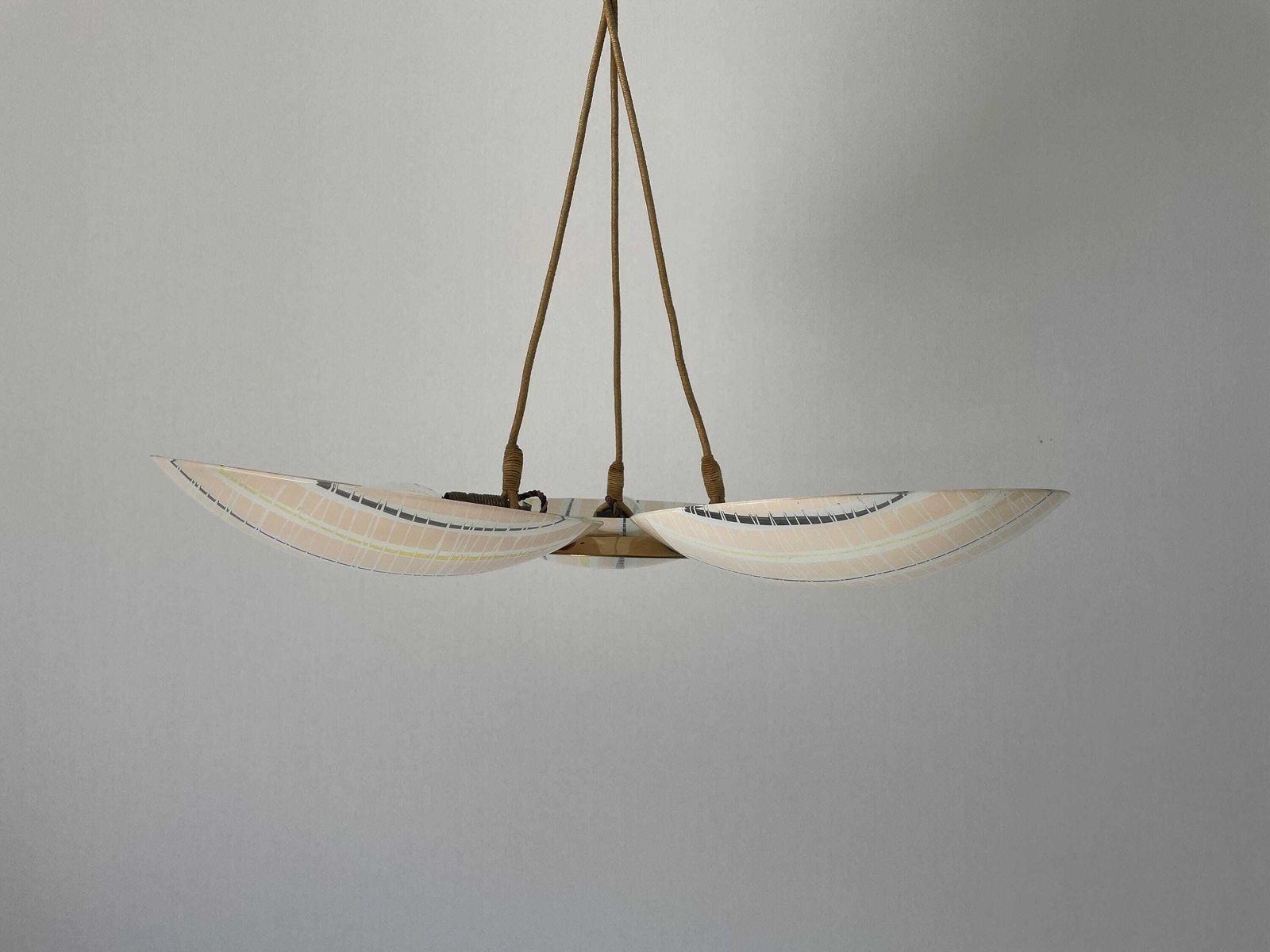 Mid Century Modern Triple Colorful Bowl Glass Ceiling Lamp, 1950s, Germany photo 2436.0
