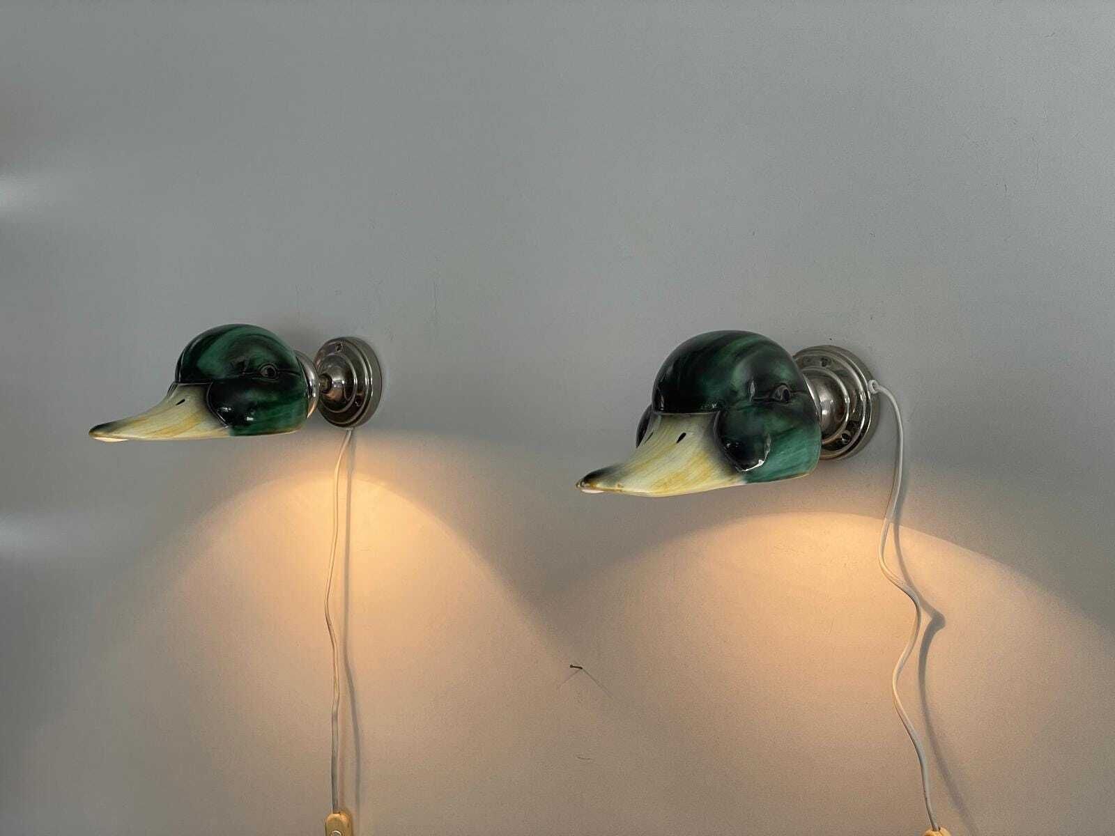 Porcelain Duck Head Shade Pair Of Sconces By Gamla Stan's Lamp Factory, 1970s, Sweden photo furniture
