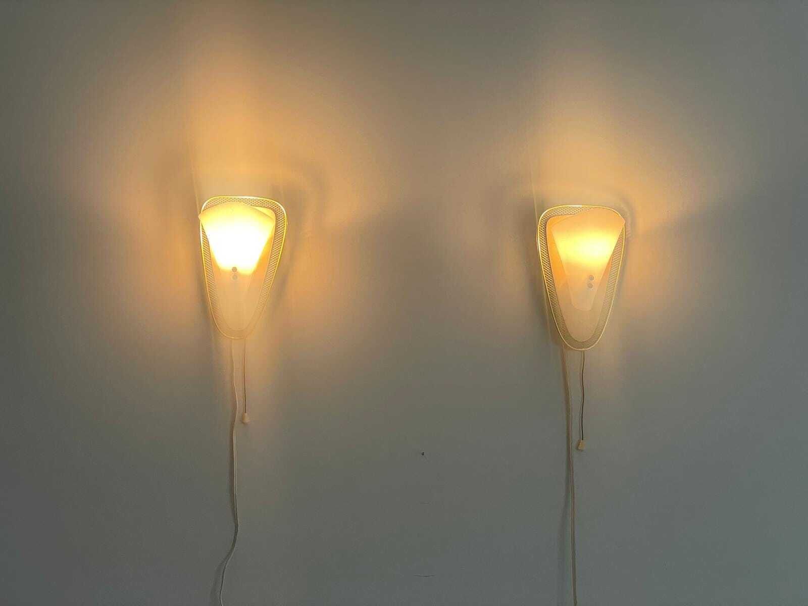 Mid Century Plexiglass And Green/Gold Metal Pair Of Sconces, 1950s, Germany photo Lighting