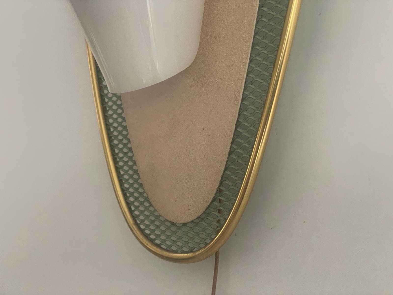 Mid Century Plexiglass And Green/Gold Metal Pair Of Sconces, 1950s, Germany photo vintage