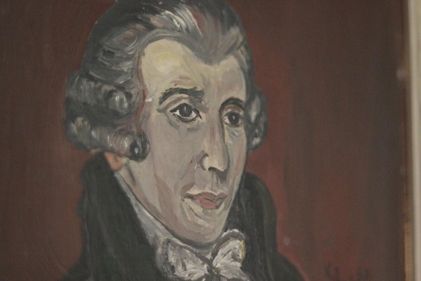 Original Mid Century Swedish Vintage On Panel Painting  “Portrait Of Joseph Haydn” By Kb, 1950 – Framed & Signed  27 X 34 Cm (10.6" X 13.4") photo vintage