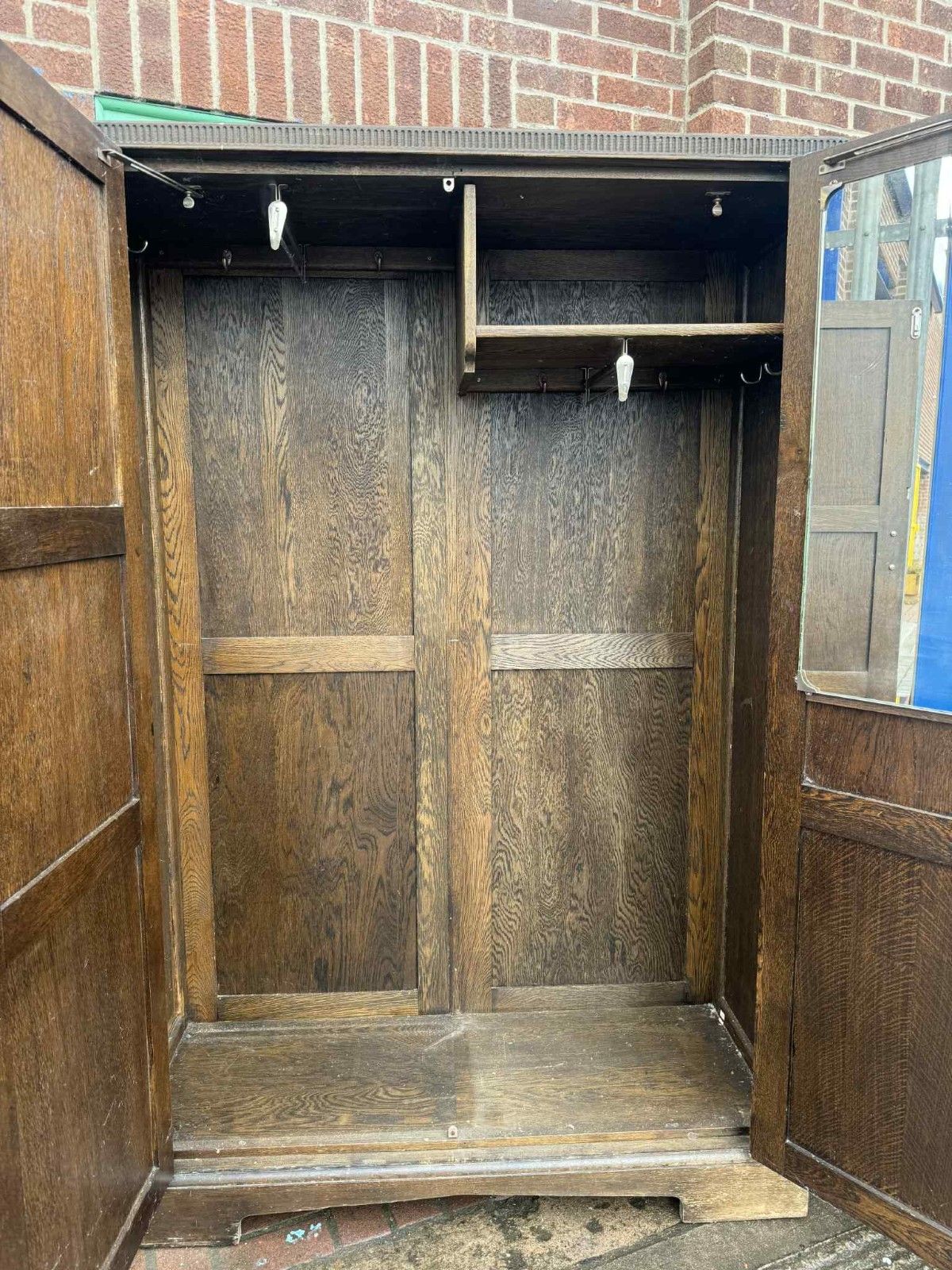 Antique Vintage Carved Double Hallrobe/Wardrobe Ready To Be Upcycled photo for sale
