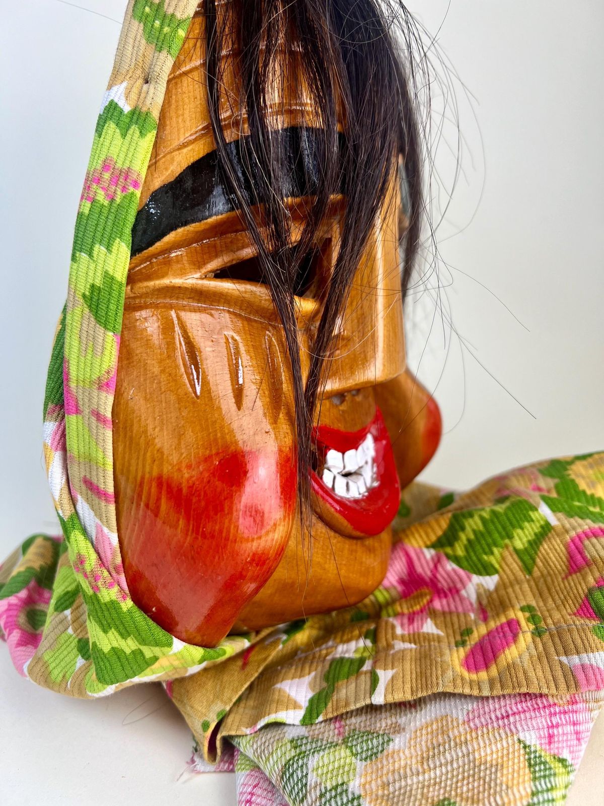 Traditional Flums Carnival Mask: Swiss Wood Wall Decor, 1987 photo buy