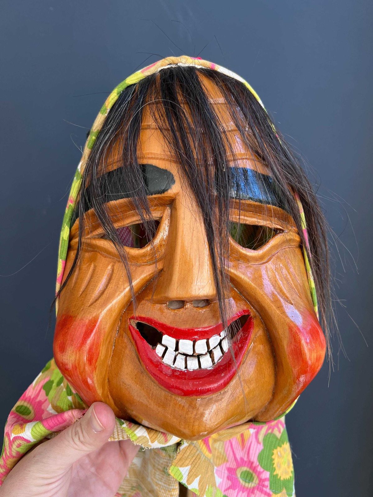 photo for sale Traditional Flums Carnival Mask: Swiss Wood Wall Decor, 1987