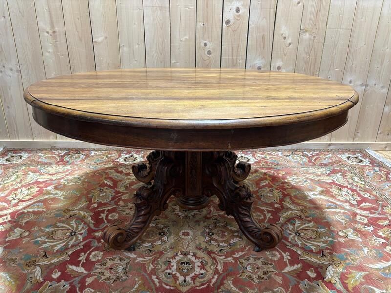 Table à Manger Ovale à Pied Centrale époque Napoléon III