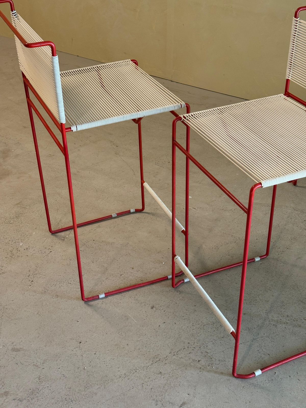 Set Of 4 Red Bar Stools By Giandomenico Belotti For Fly Line, 1970’s photo 1800.0