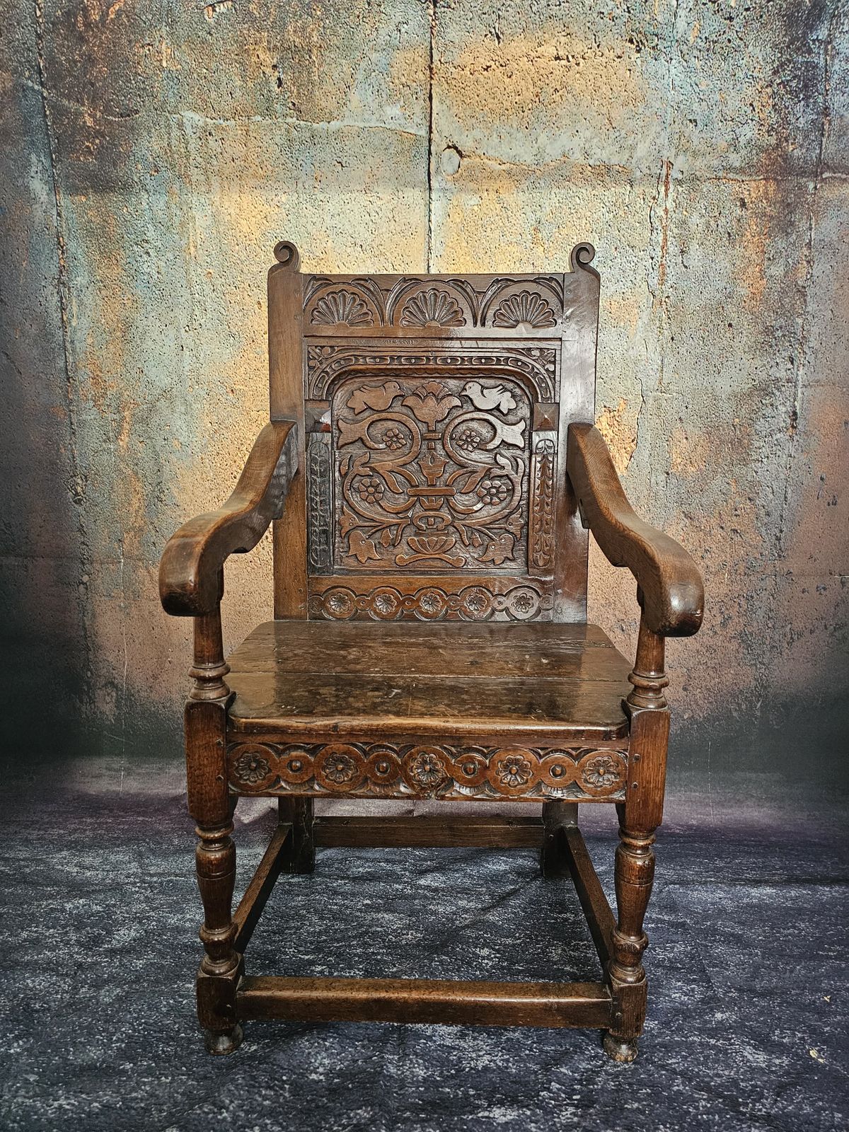 Antique 17th Century Oak Wainscot Hall Chair