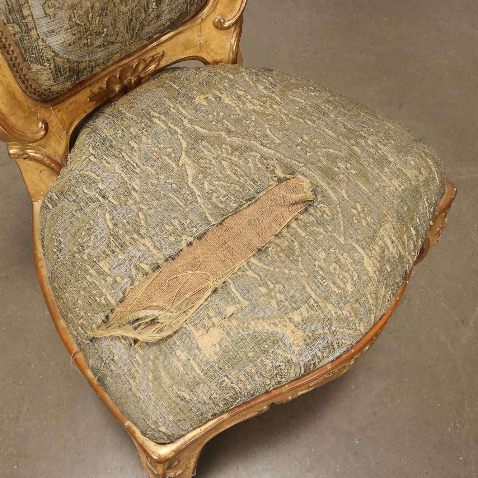 Pair Of Antique Baroque Style Chairs Wood Italy XIX Century photo vintage