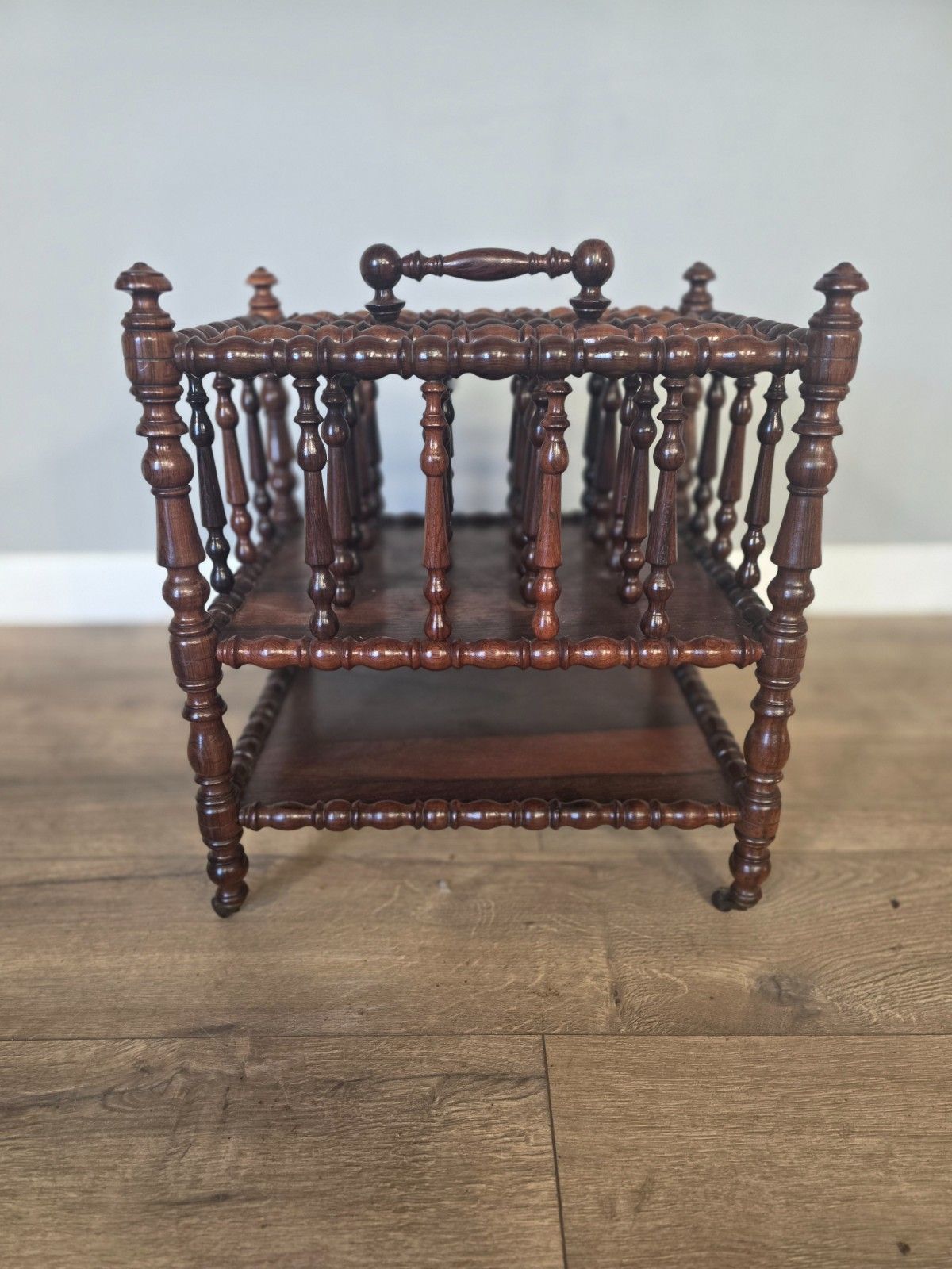 Antique Regency Rosewood Bobbin Turned Canterbury 1820s