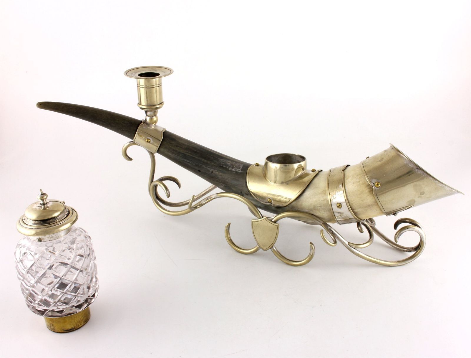 Antique Silver Plated Horn Of Plenty Cornucopia Desk Stand. Inkwell. photo furniture