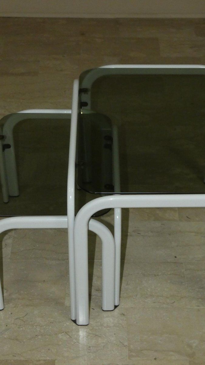 Vintage Metal And Glass Coffee Tables From Ikea, 1980s, Set Of 3 photo Furniture