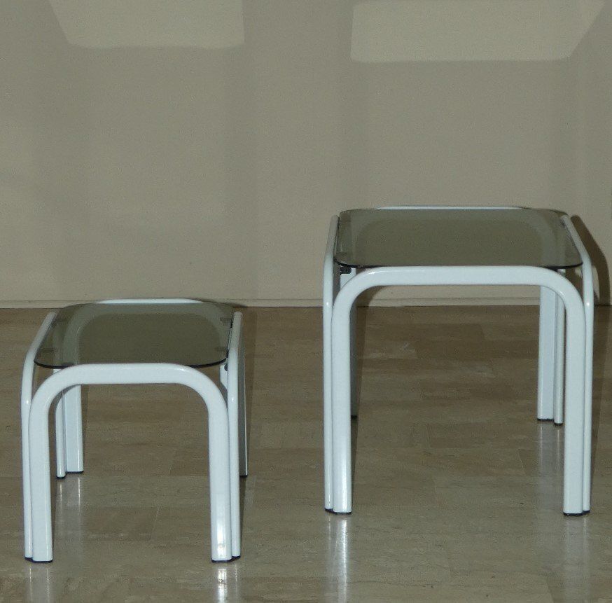 Vintage Metal And Glass Coffee Tables From Ikea, 1980s, Set Of 3 photo buy