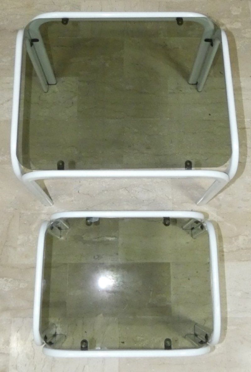 photo for sale Vintage Metal And Glass Coffee Tables From Ikea, 1980s, Set Of 3