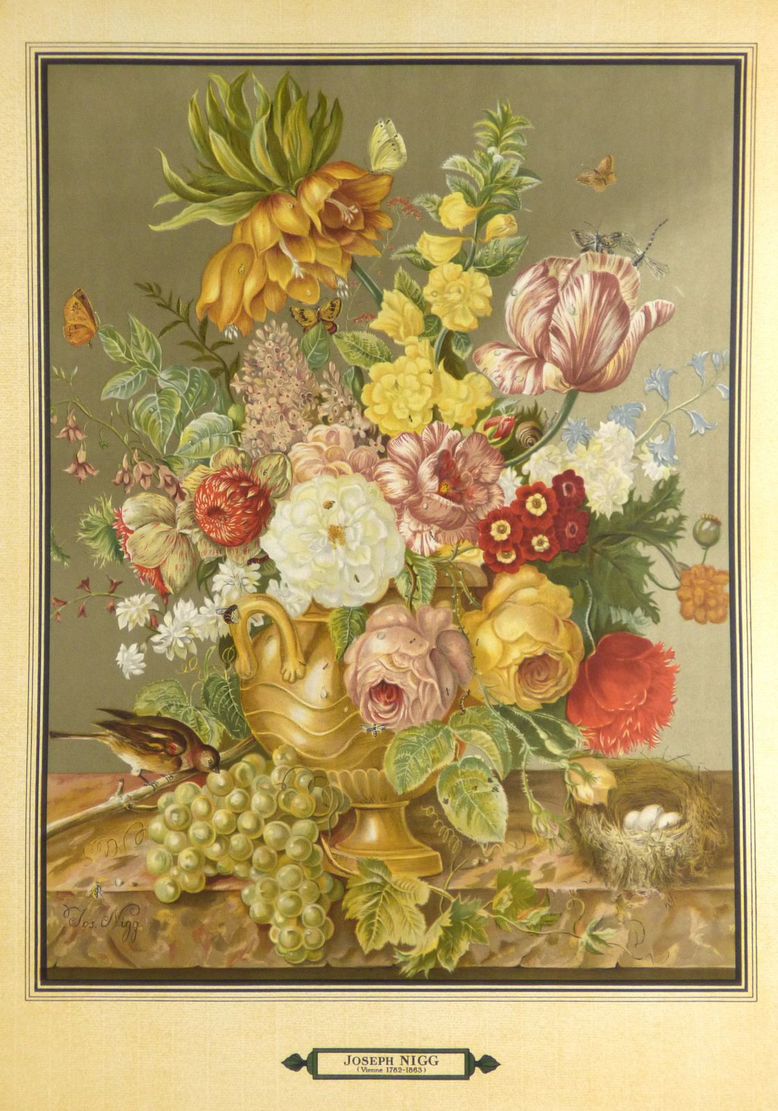photo furniture Set Of Six  Botanical Joseph Nigg's Print Of Bouquet Of Flowers Wall Art Collectable