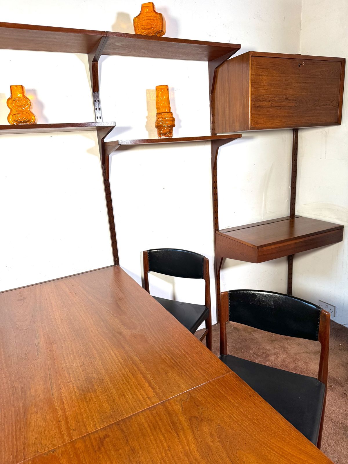 photo furniture Poul Cadovious Teak Furniture Modular Wall Units/Table/Chairs/Cabinets