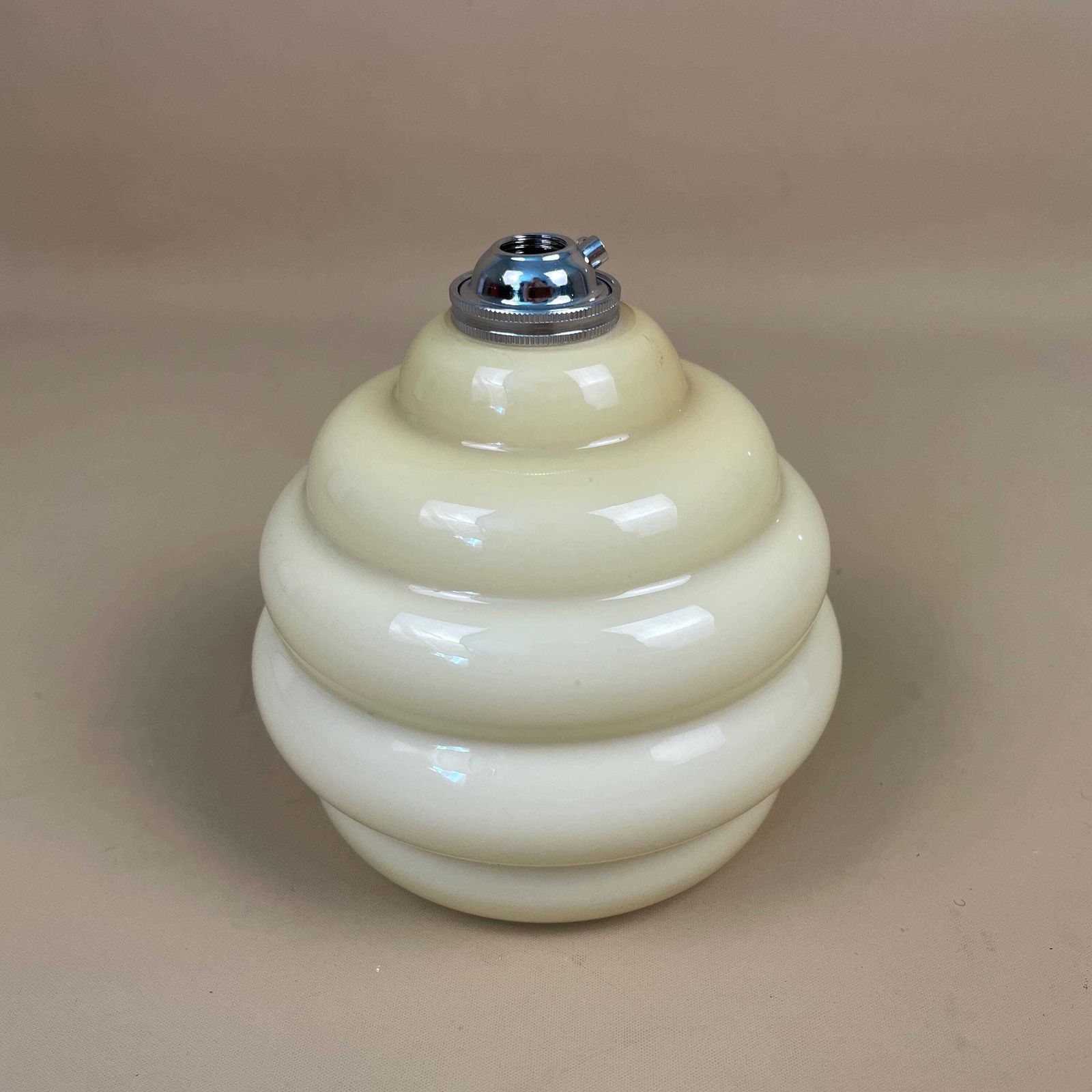 Vintage Glass Ceiling Light Shade Clear Beige Pendant Tiffany Style Art Deco Silver Metal Fitting Antique Bell Ribbed Pattern Lamp Hanging photo furniture