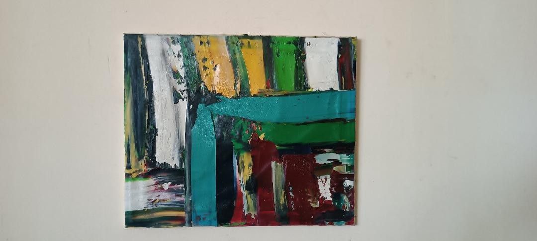158.0 Peinture Abstraite à L'huile Sur Toile Simone Ciani Années 90 Matériau 70x50 Cm photo