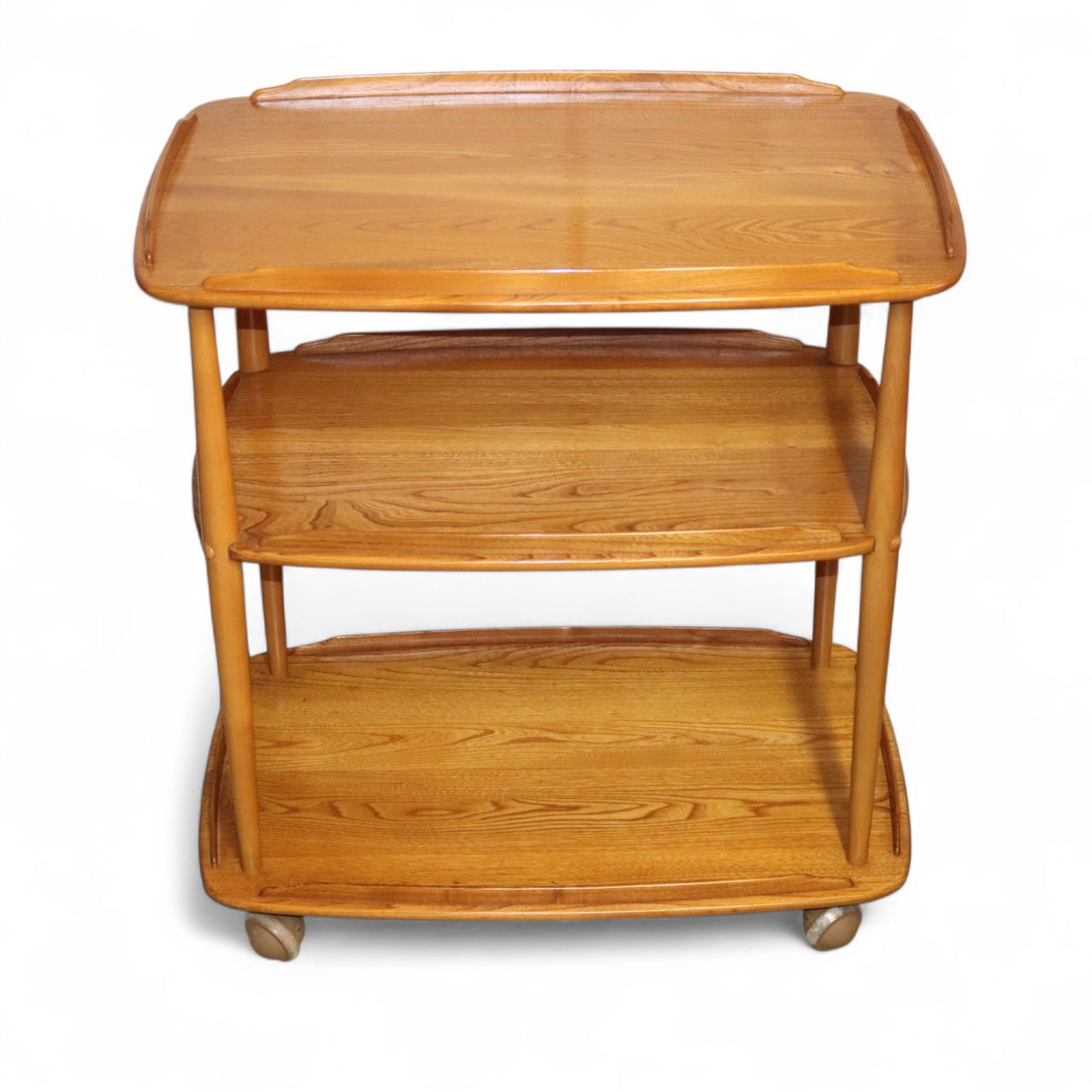 Vintage Ercol Elm & Beech Drinks Trolley 3 Tier Tea / Serving Trolley photo furniture