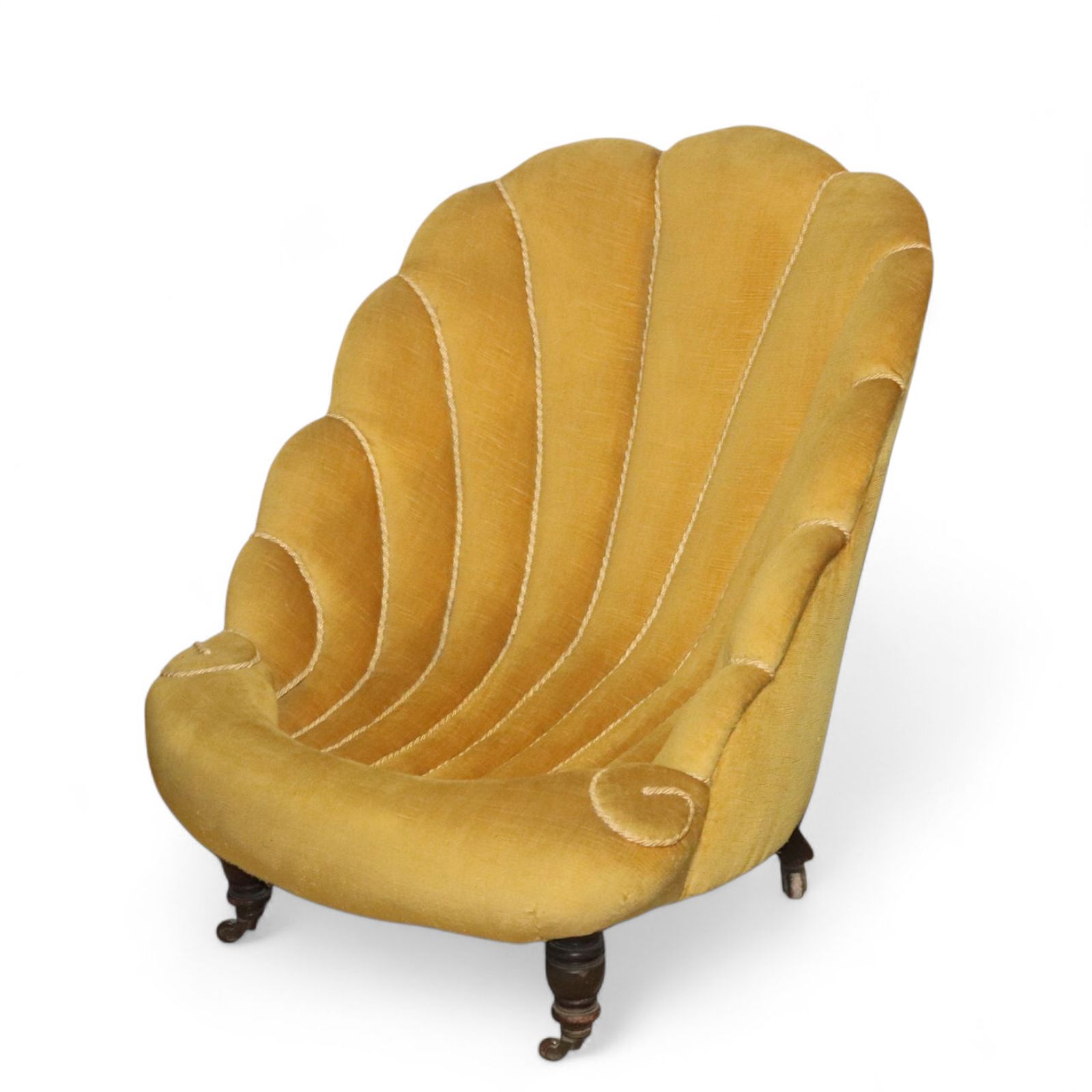 Antique Victorian 'Clam Shell' Easy Chair / Low Armchair photo furniture