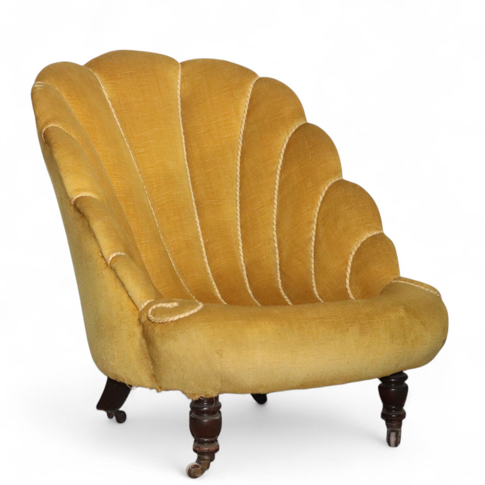 Antique Victorian 'Clam Shell' Easy Chair / Low Armchair photo 995.0