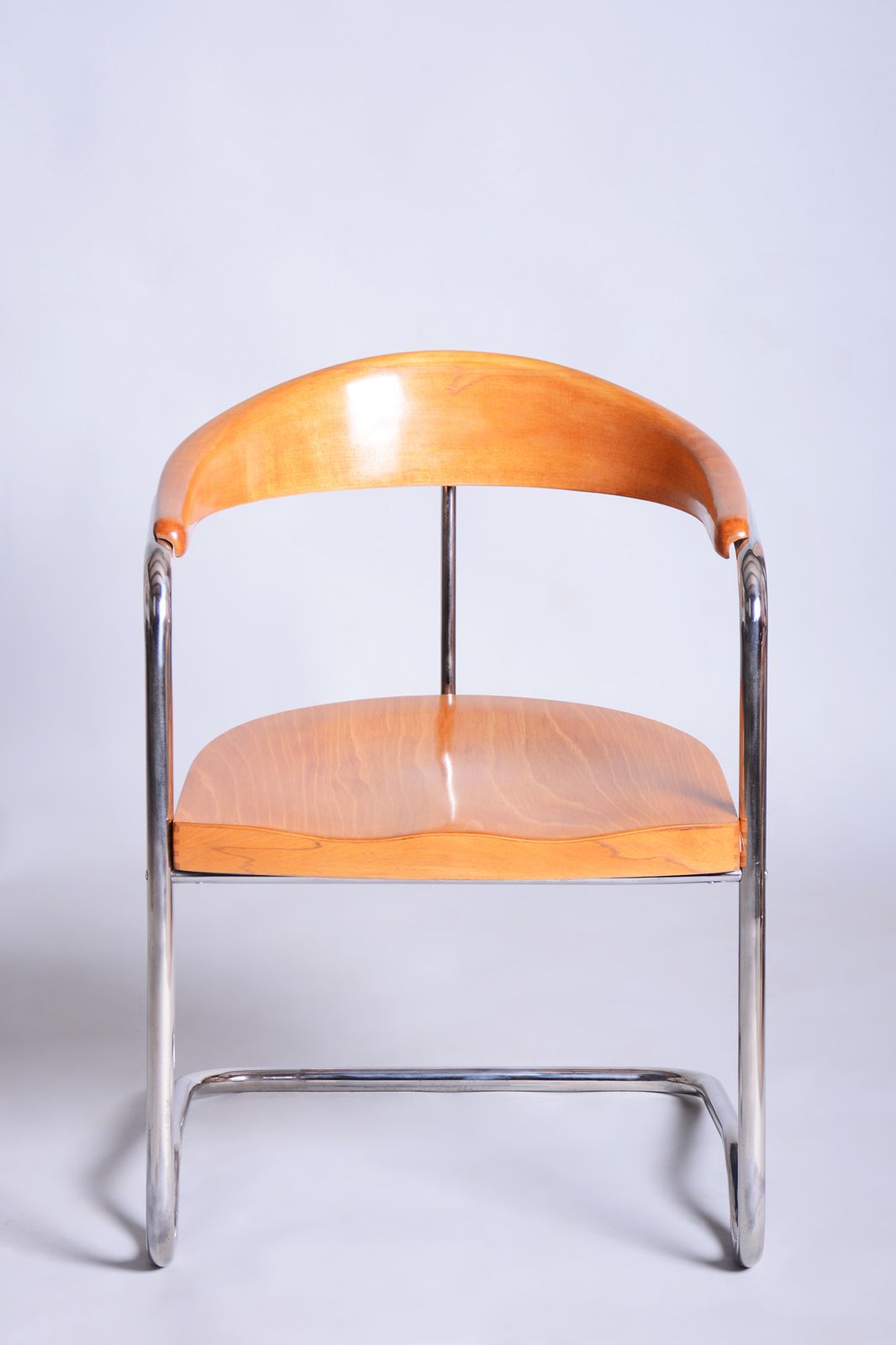Restored Bauhaus Armchair, By Ladislav žák, Beech, Polish, Chrome, Czech, 1930s photo furniture
