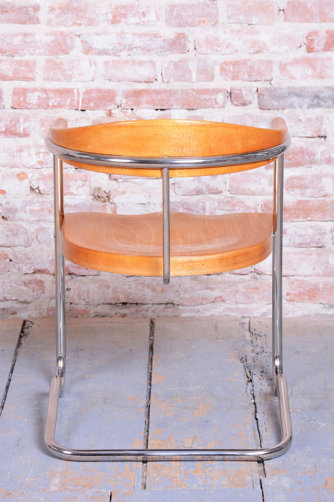Restored Bauhaus Armchair, By Ladislav žák, Beech, Polish, Chrome, Czech, 1930s photo for sale