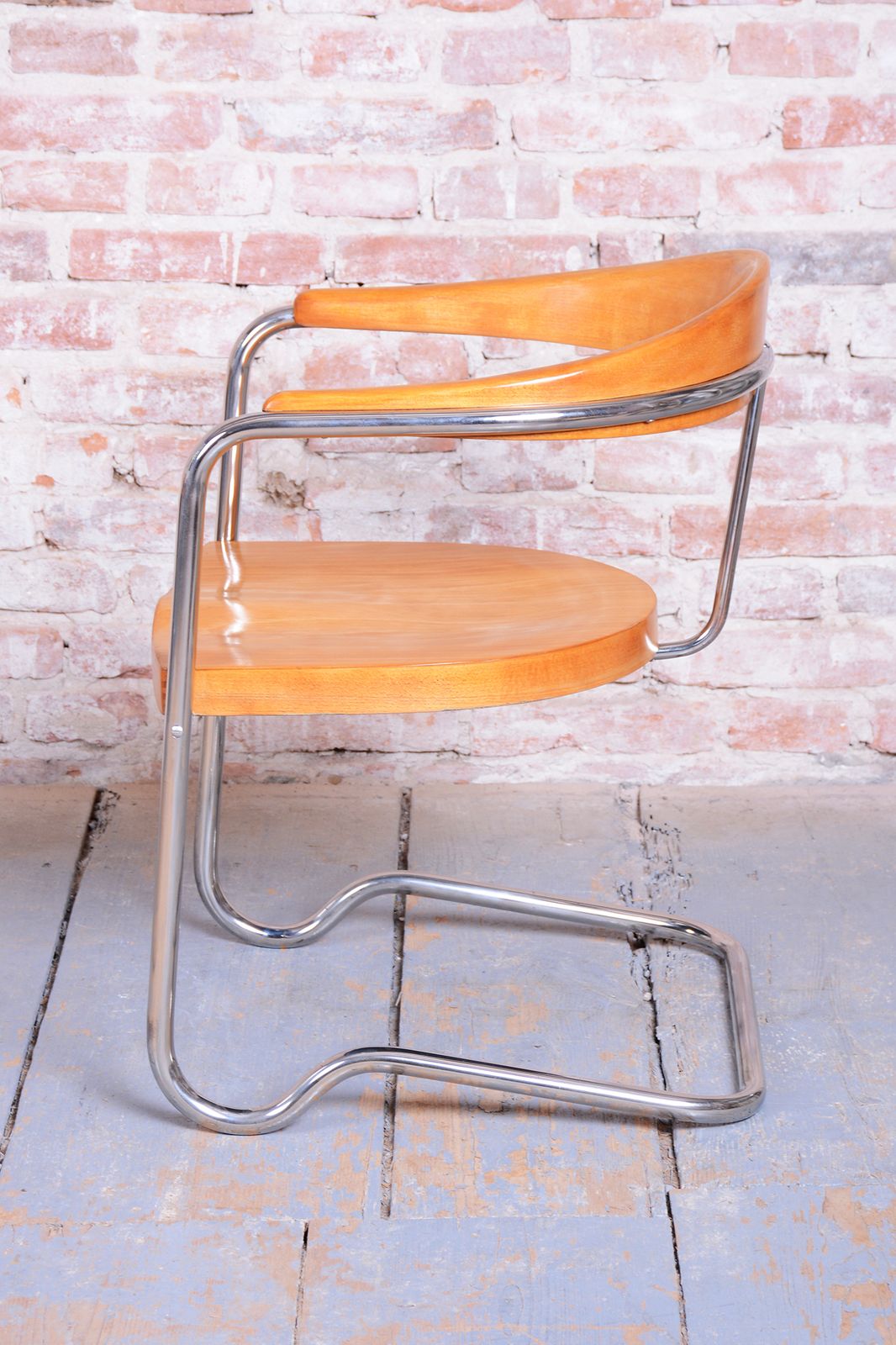 Restored Bauhaus Armchair, By Ladislav žák, Beech, Polish, Chrome, Czech, 1930s photo Furniture