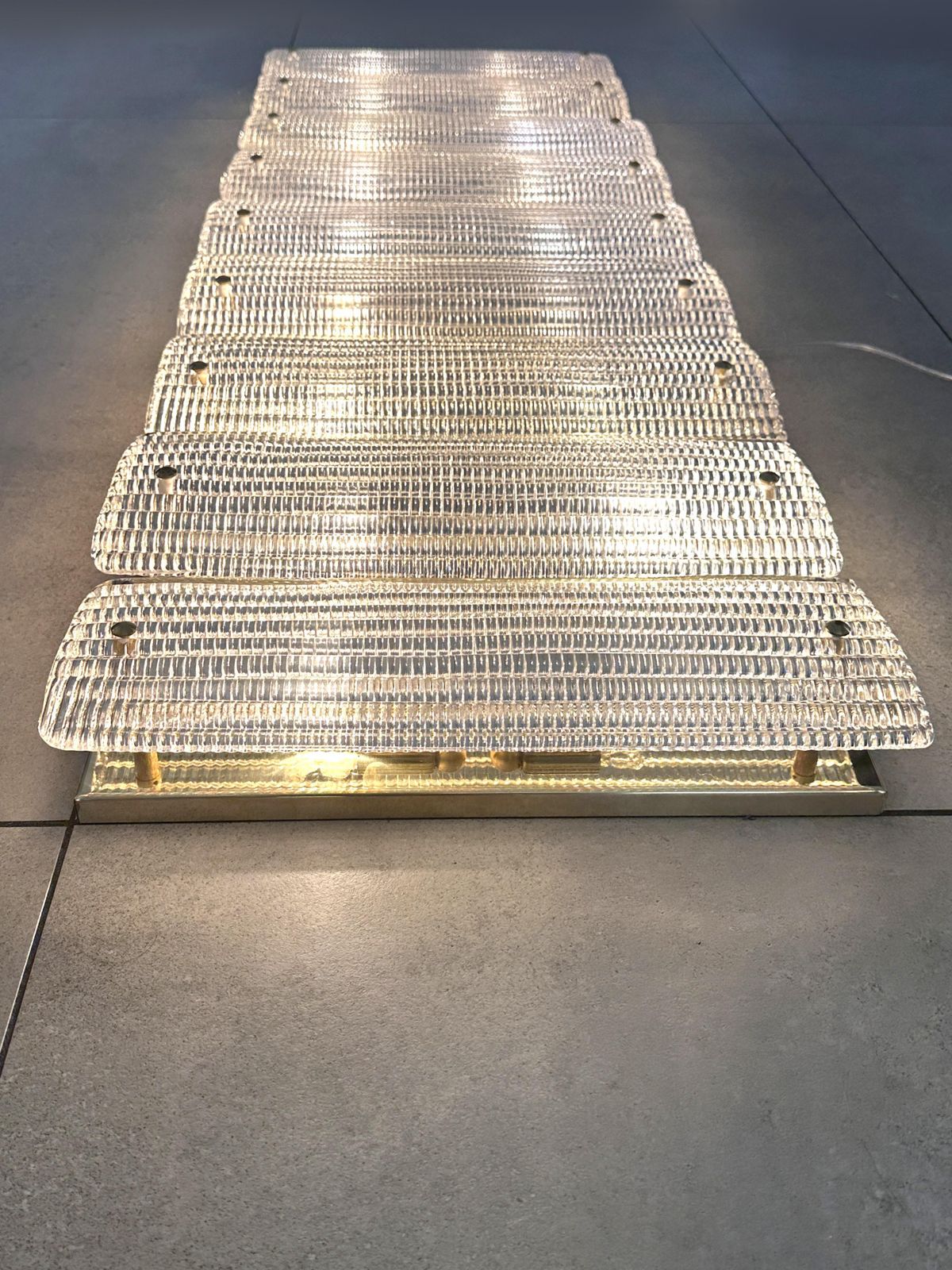Contemporary Italian Luxury Brass Wall Sconce In Diamanted Murano Glass And Flush Mount photo vinterior