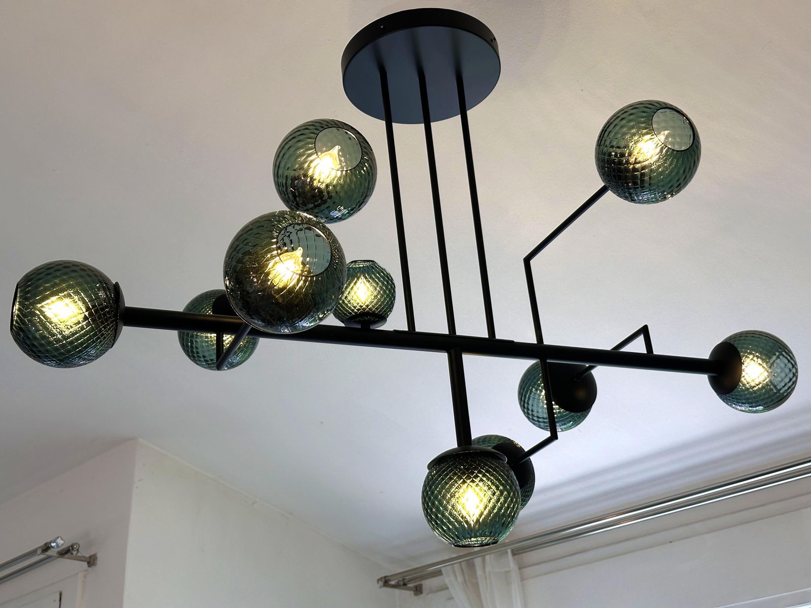 Contemporary Green Spheres Murano Glass Sputnik Chandelier By Simoeng photo for sale