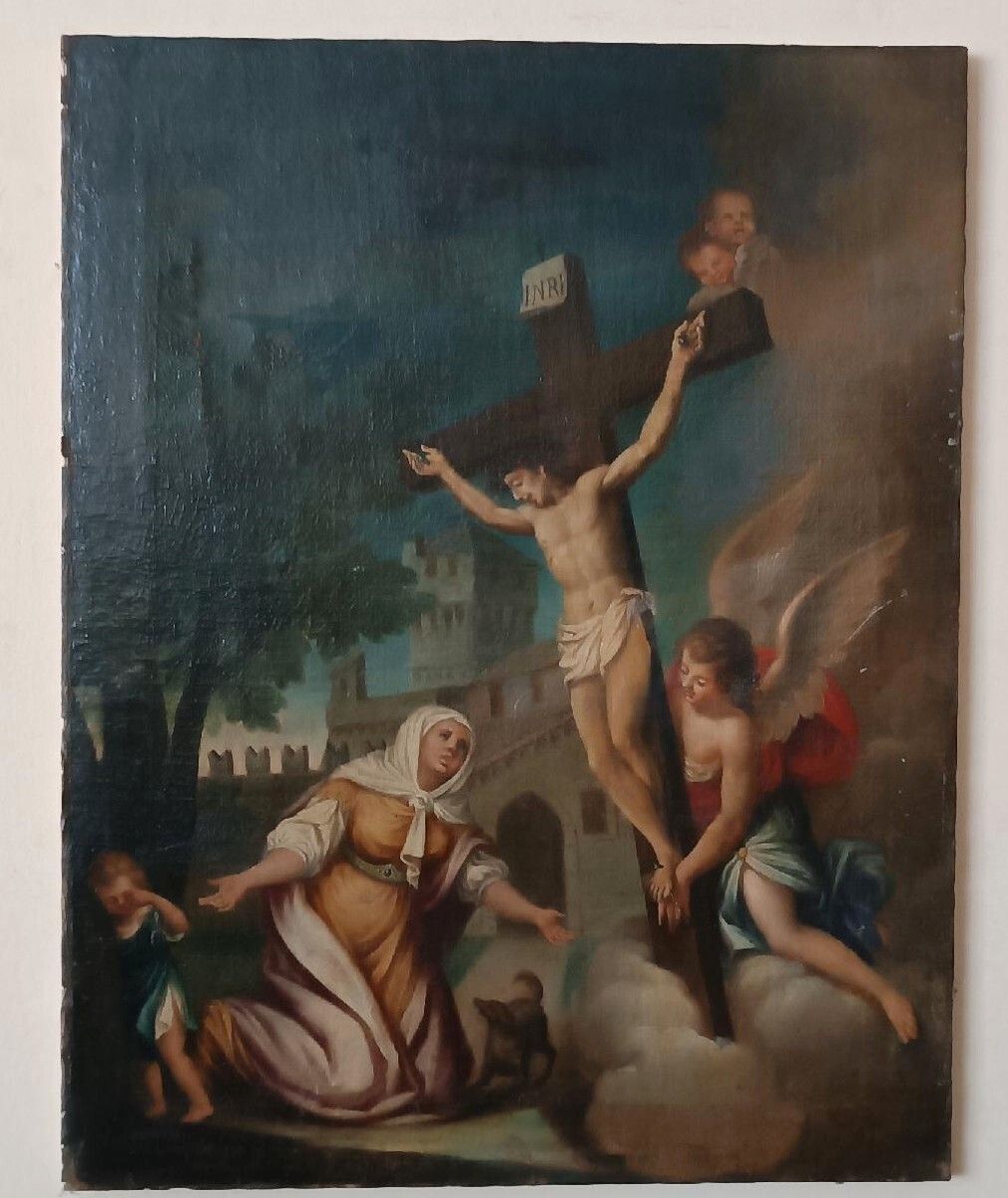 Old Painting   Oil On Canvas   Crucifixion   Italian School, 18th Century photo for sale