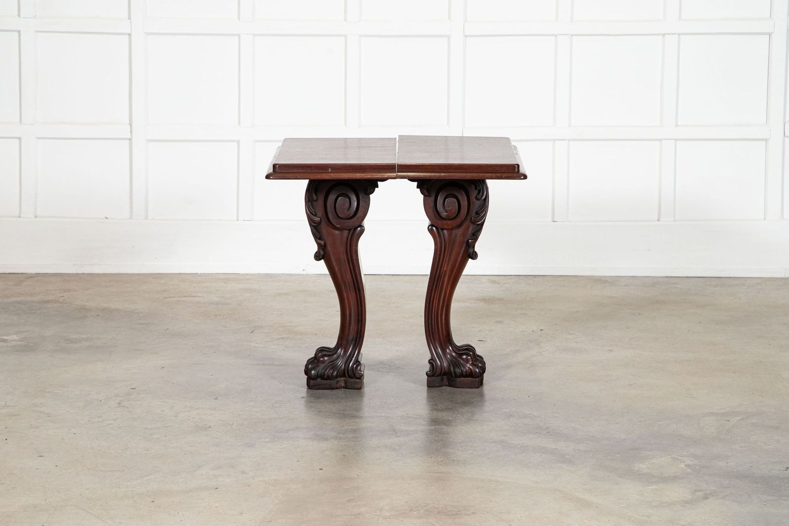 3393.0 Pair English 19thc Mahogany Lion Paw Console Tables photo