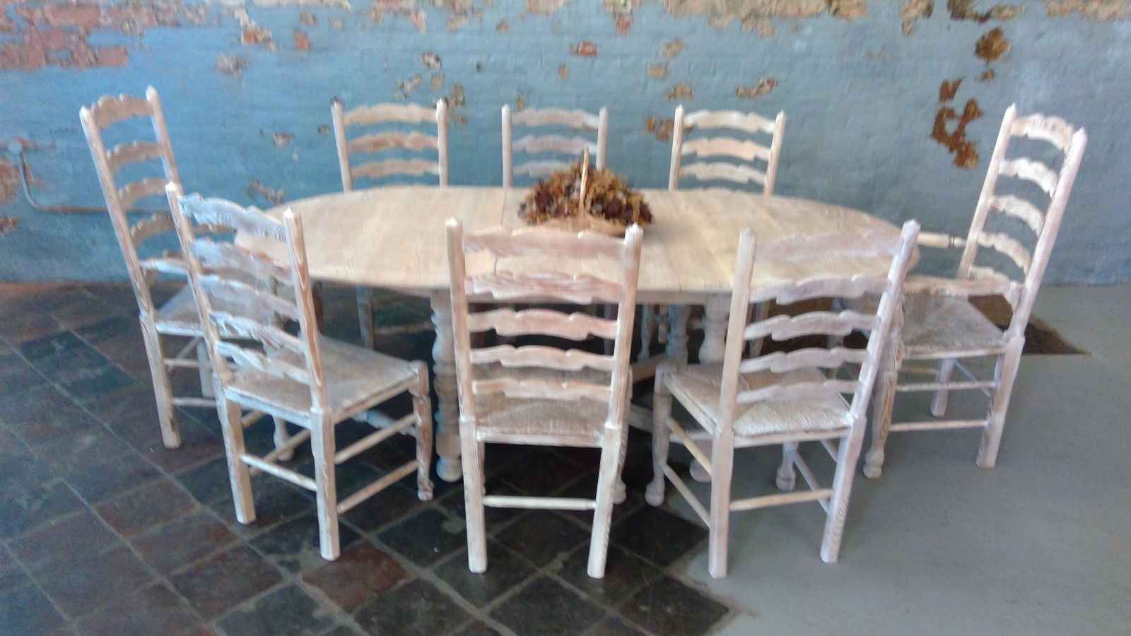 photo for sale Cerused Ercol Limed Elm Butterfly Leaf Dining Table