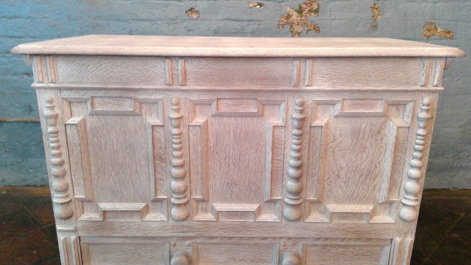 Antique Mock Jacobean Style Limed Oak Mule Chest With Lift Up Top photo Furniture