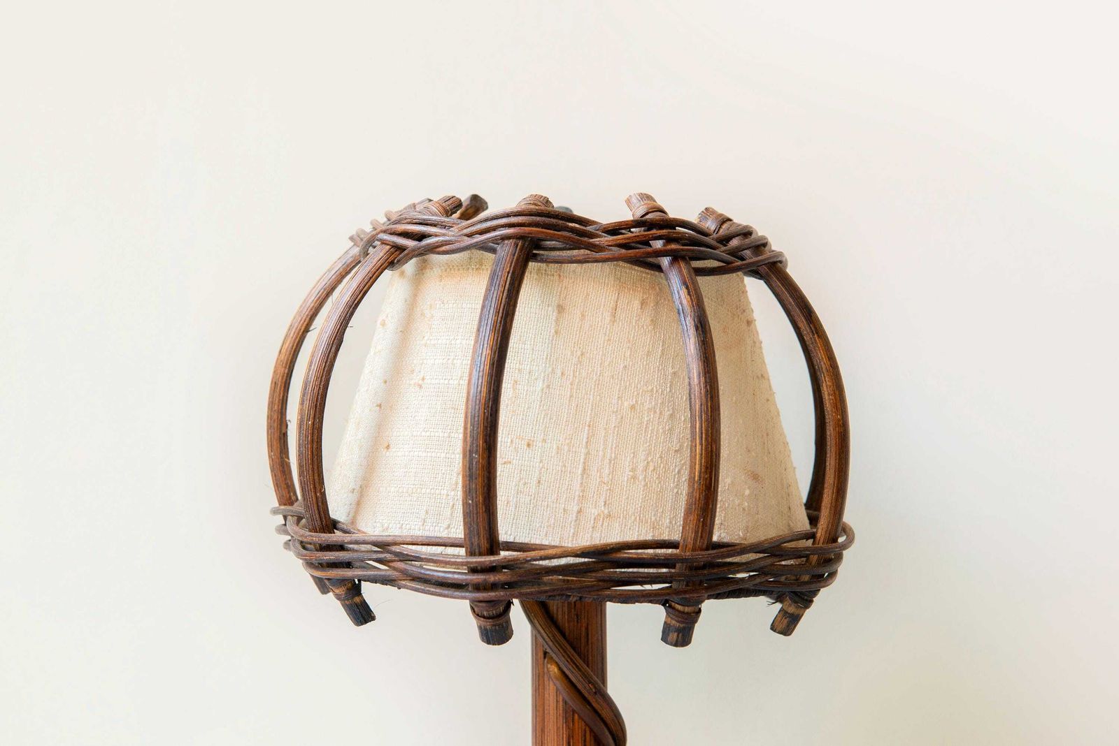Vintage Louis Sognot Table Lamp, Small Bamboo Lamp, 1950s Design, French Riviera, Bohemian Desk Lamp, Made In France photo 264.0