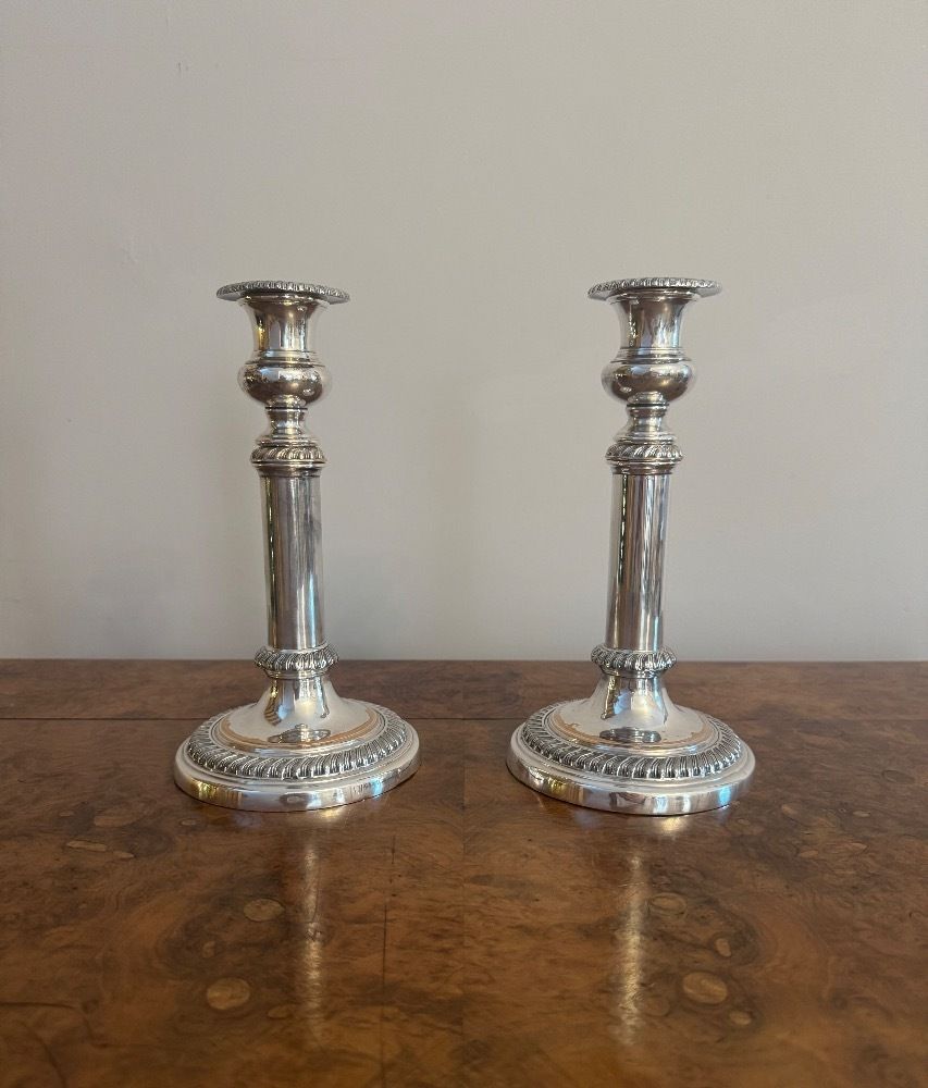 Quality Pair Of Antique Telescopic Sheffield Plated Candlesticks photo furniture