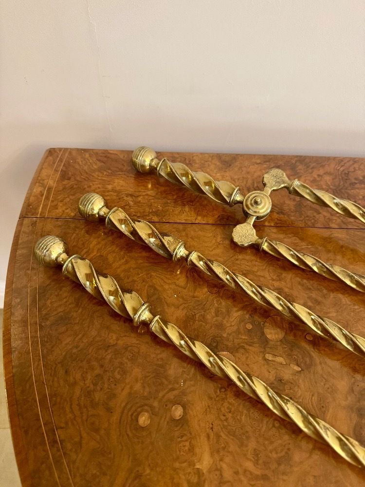 Quality Antique Set Of Brass Fire Irons photo furniture