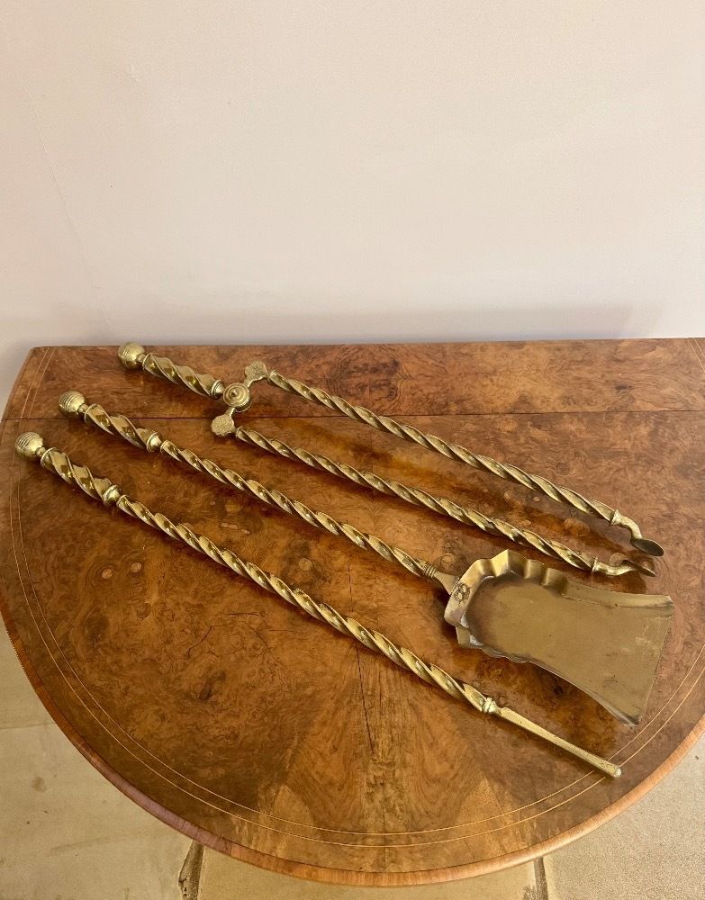 Quality Antique Set Of Brass Fire Irons photo 295.0