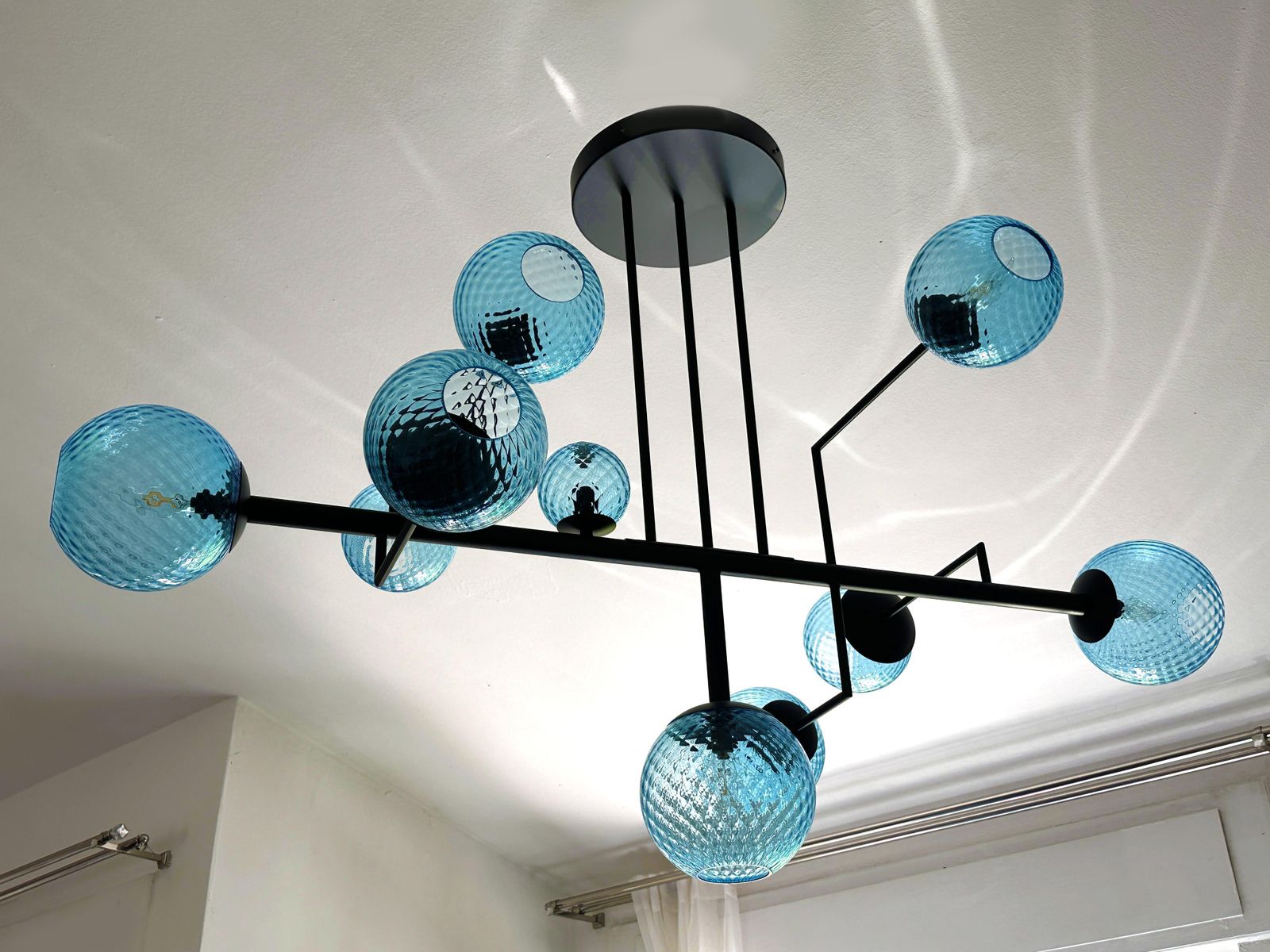 Contemporary Light Blue Spheres Murano Glass Sputnik Chandelier By Simoeng photo vintage