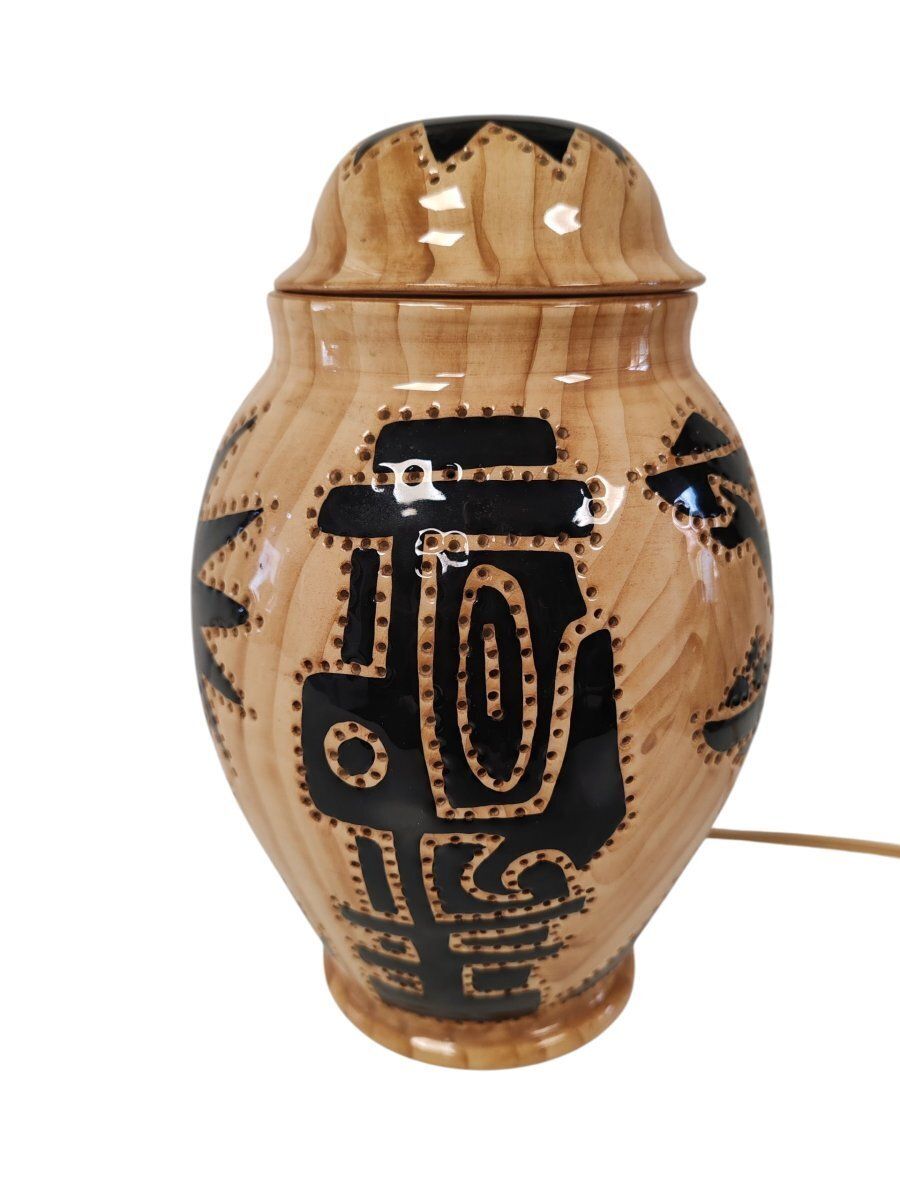 Grandjean Jourdan Ceramic Lamp, Vallauris. photo for sale